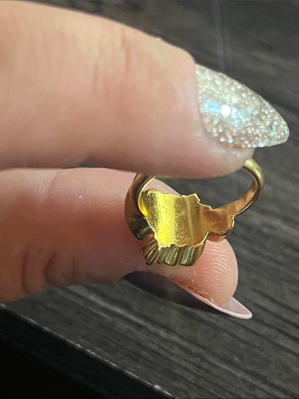 Avon Vintage (1994) Two Hearts Rhinestone Gold Tone Ring - Size 5 - Picture 5 of 5